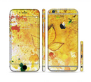 The Yellow Leaf-Imprinted Paint Splatter Sectioned Skin Series for the Apple iPhone 6/6s Plus