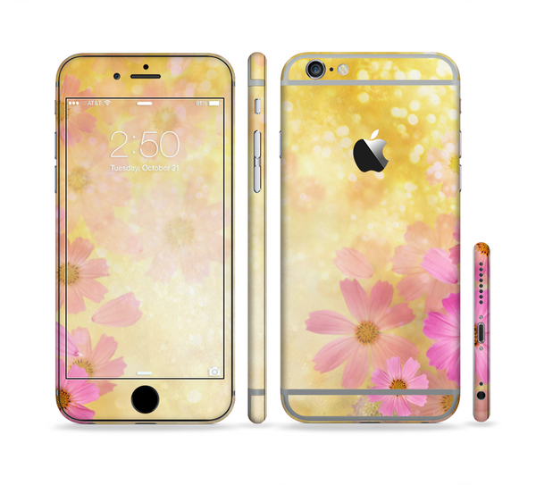 The Yellow & Pink Flowerland Sectioned Skin Series for the Apple iPhone 6/6s Plus
