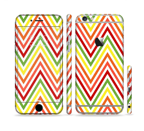The Yellow & Red Vintage Chevron Pattern Sectioned Skin Series for the Apple iPhone 6/6s Plus