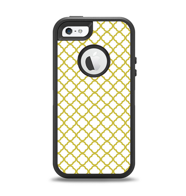 The Yellow & White Seamless Morocan Pattern V2 Apple iPhone 5-5s Otterbox Defender Case Skin Set