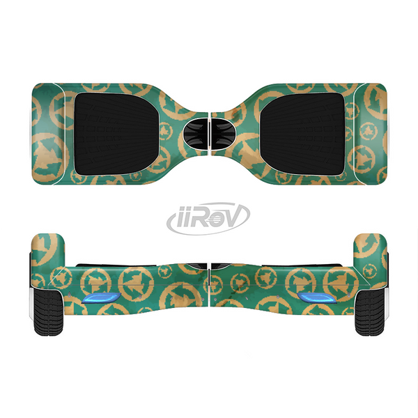 The Yellow and Green Recycle Pattern Full-Body Skin Set for the Smart Drifting SuperCharged iiRov HoverBoard
