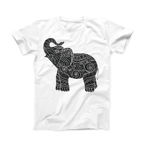 The Zendoodle Elephant ink-Fuzed Front Spot Graphic Unisex Soft-Fitted Tee Shirt