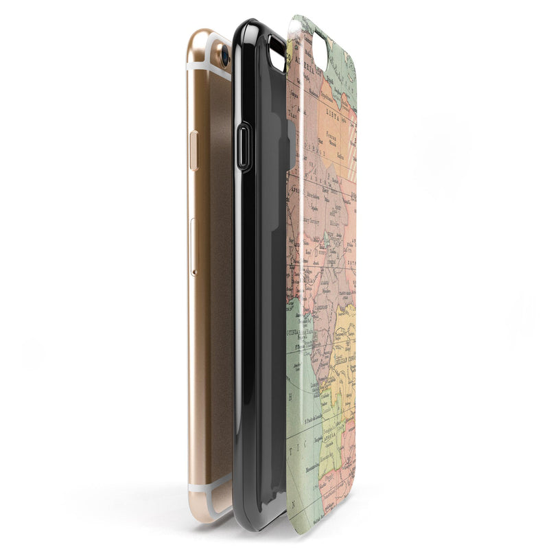 The Zoomed In Africa Map iPhone 6/6s or 6/6s Plus 2-Piece Hybrid INK-Fuzed Case