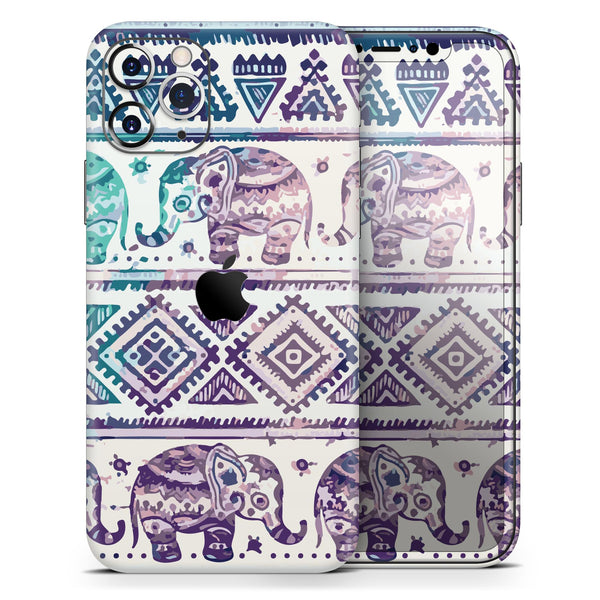 Tie-Dyed Aztec Elephant Pattern V2 - Skin-Kit compatible with the Apple iPhone 12, 12 Pro Max, 12 Mini, 11 Pro or 11 Pro Max (All iPhones Available)