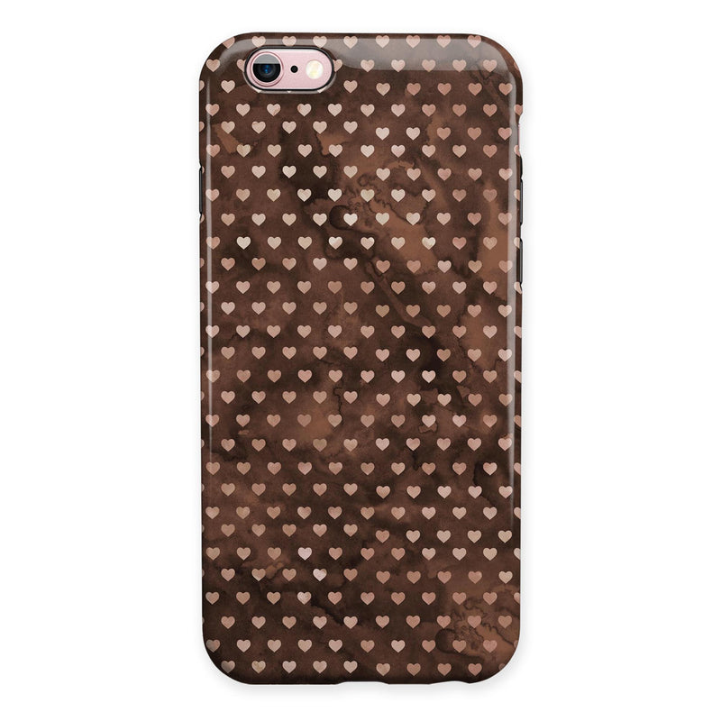 Tiny Chocolate Watercolor Hearts iPhone 6/6s or 6/6s Plus 2-Piece Hybrid INK-Fuzed Case