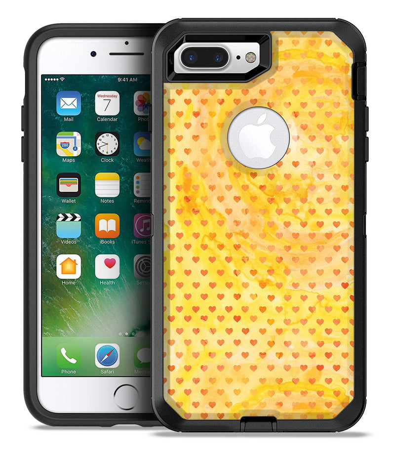 Tiny Gold Watercolor Hearts - iPhone 7 or 7 Plus Commuter Case Skin Kit
