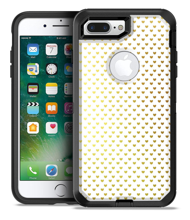 Tiny Golden Hearts Pattern - iPhone 7 or 7 Plus Commuter Case Skin Kit