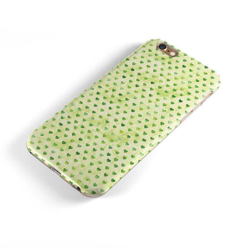 Tiny Mint Watercolor Hearts iPhone 6/6s or 6/6s Plus 2-Piece Hybrid INK-Fuzed Case