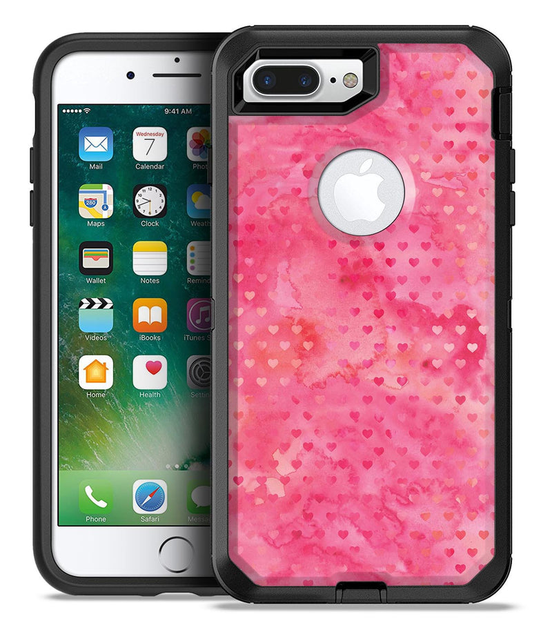 Tiny Pink Watercolor Hearts - iPhone 7 or 7 Plus Commuter Case Skin Kit