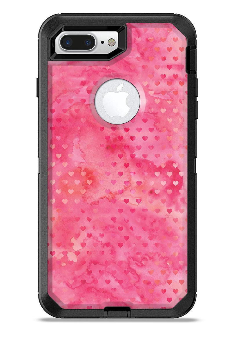 Tiny Pink Watercolor Hearts - iPhone 7 or 7 Plus Commuter Case Skin Kit