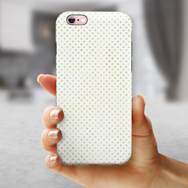 Tiny Yellow-Green Watercolor Polka Dots iPhone 6/6s or 6/6s Plus 2-Piece Hybrid INK-Fuzed Case