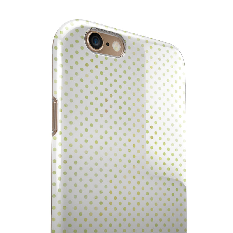 Tiny Yellow-Green Watercolor Polka Dots iPhone 6/6s or 6/6s Plus 2-Piece Hybrid INK-Fuzed Case