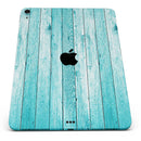Trendy Blue Abstract Wood Planks - Full Body Skin Decal for the Apple iPad Pro 12.9", 11", 10.5", 9.7", Air or Mini (All Models Available)
