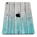 Trendy Teal to White Aged Wood Planks - Full Body Skin Decal for the Apple iPad Pro 12.9", 11", 10.5", 9.7", Air or Mini (All Models Available)