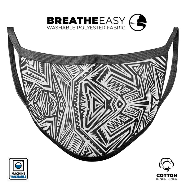 Tribal Vector V493 - Made in USA Mouth Cover Unisex Anti-Dust Cotton Blend Reusable & Washable Face Mask with Adjustable Sizing for Adult or Child