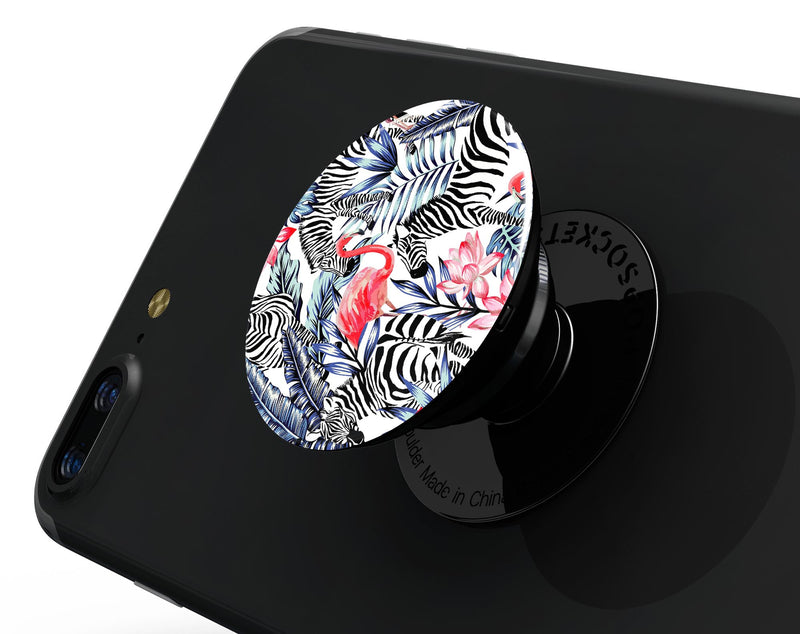 Tropical Flamingo and Zebra Jungle - Skin Kit for PopSockets and other Smartphone Extendable Grips & Stands