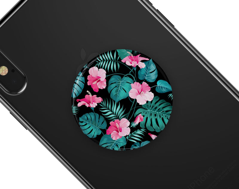 Tropical Mint and Vivid Pink Floral v2 - Skin Kit for PopSockets and other Smartphone Extendable Grips & Stands