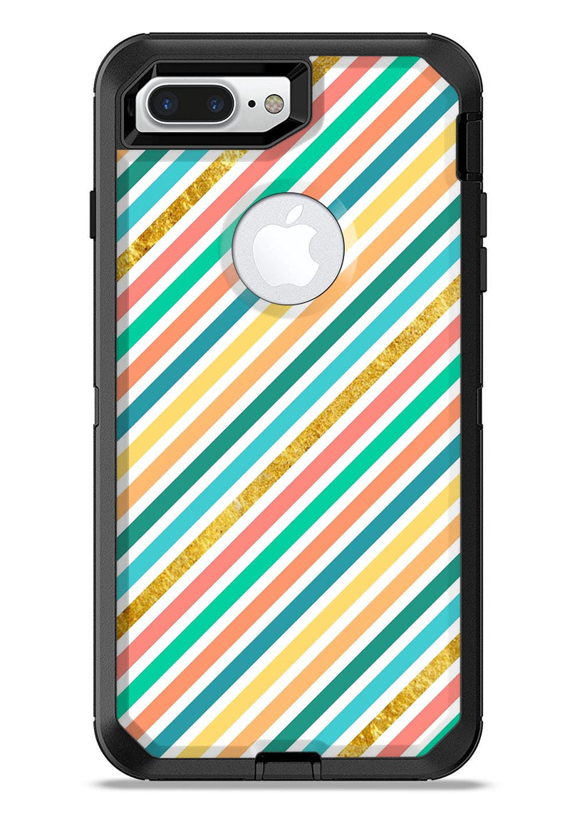 Tropical Summer Gold Striped v1 - iPhone 7 or 7 Plus Commuter Case Skin Kit