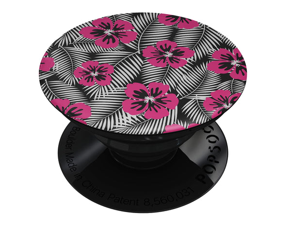 Tropical Summer Hot Pink Floral - Skin Kit for PopSockets and other Smartphone Extendable Grips & Stands