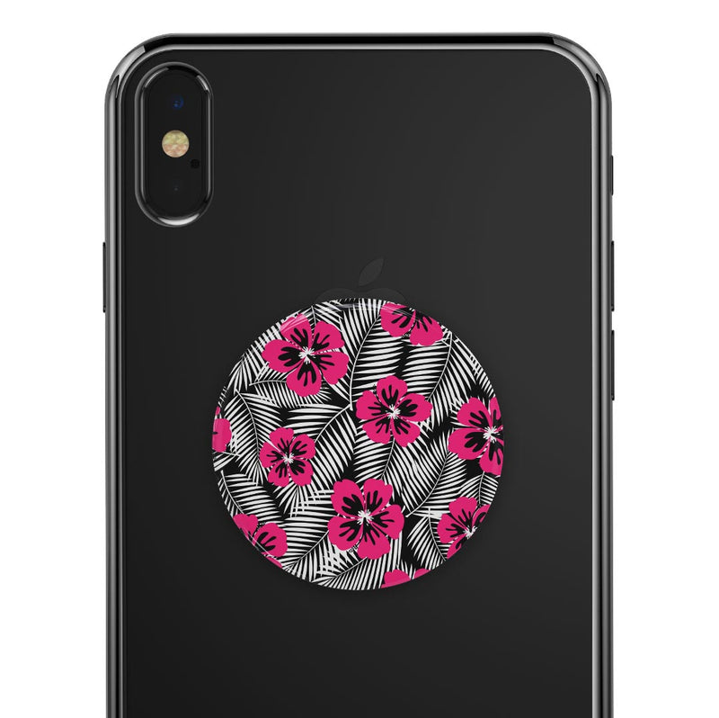 Tropical Summer Hot Pink Floral - Skin Kit for PopSockets and other Smartphone Extendable Grips & Stands