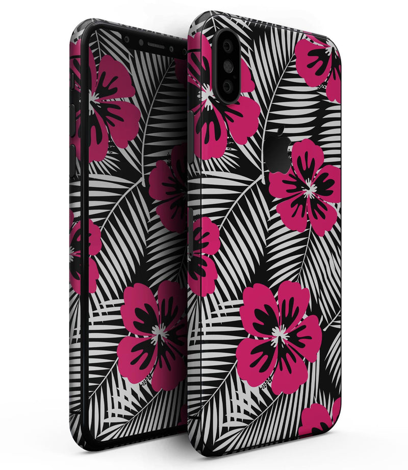 Tropical Summer Hot Pink Floral - iPhone XS MAX, XS/X, 8/8+, 7/7+, 5/5S/SE Skin-Kit (All iPhones Avaiable)
