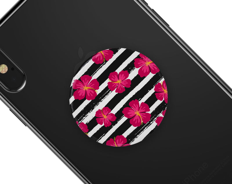Tropical Summer Hot Pink Floral v2 - Skin Kit for PopSockets and other Smartphone Extendable Grips & Stands