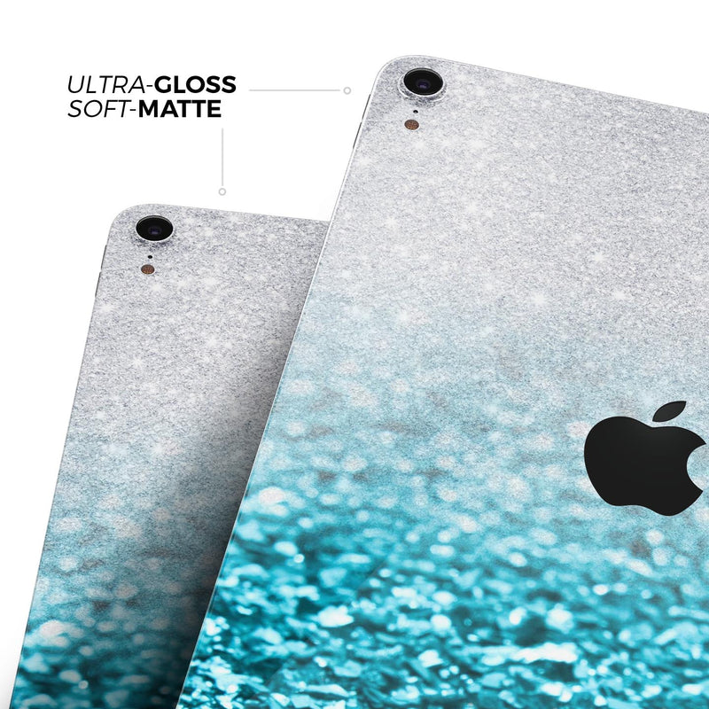 Turquoise & Silver Glimmer Fade - Full Body Skin Decal for the Apple iPad Pro 12.9", 11", 10.5", 9.7", Air or Mini (All Models Available)