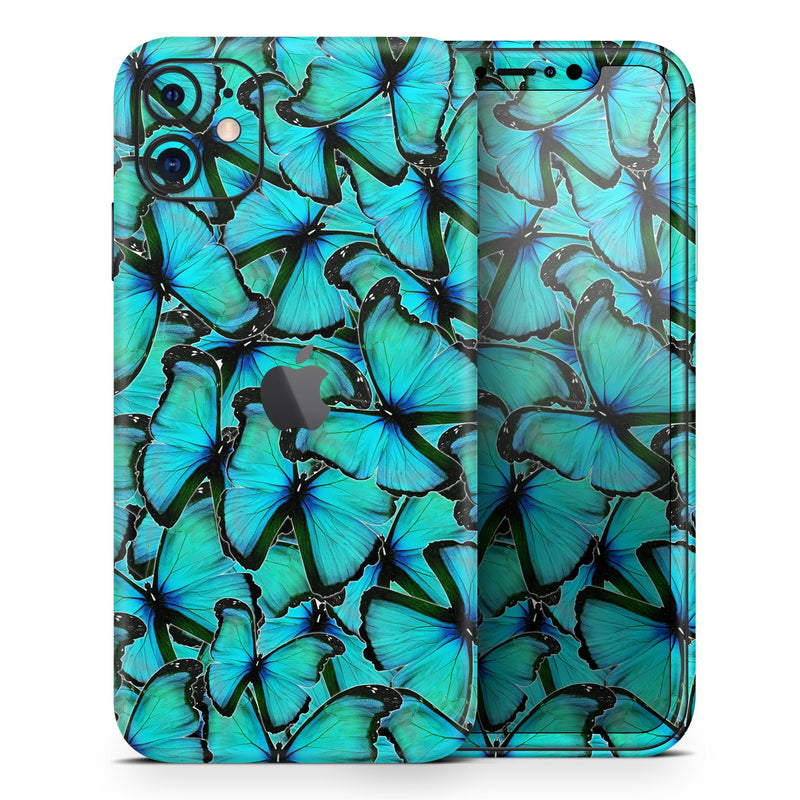 Turquoise Butterfly Bundle - Skin-Kit compatible with the Apple iPhone 12, 12 Pro Max, 12 Mini, 11 Pro or 11 Pro Max (All iPhones Available)