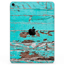 Turquoise Chipped Paint on Wood - Full Body Skin Decal for the Apple iPad Pro 12.9", 11", 10.5", 9.7", Air or Mini (All Models Available)
