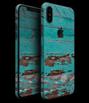 Turquoise Chipped Paint on Wood - iPhone XS MAX, XS/X, 8/8+, 7/7+, 5/5S/SE Skin-Kit (All iPhones Avaiable)