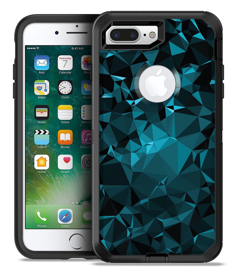 Turquoise and Black Geometric Triangles - iPhone 7 or 7 Plus Commuter Case Skin Kit