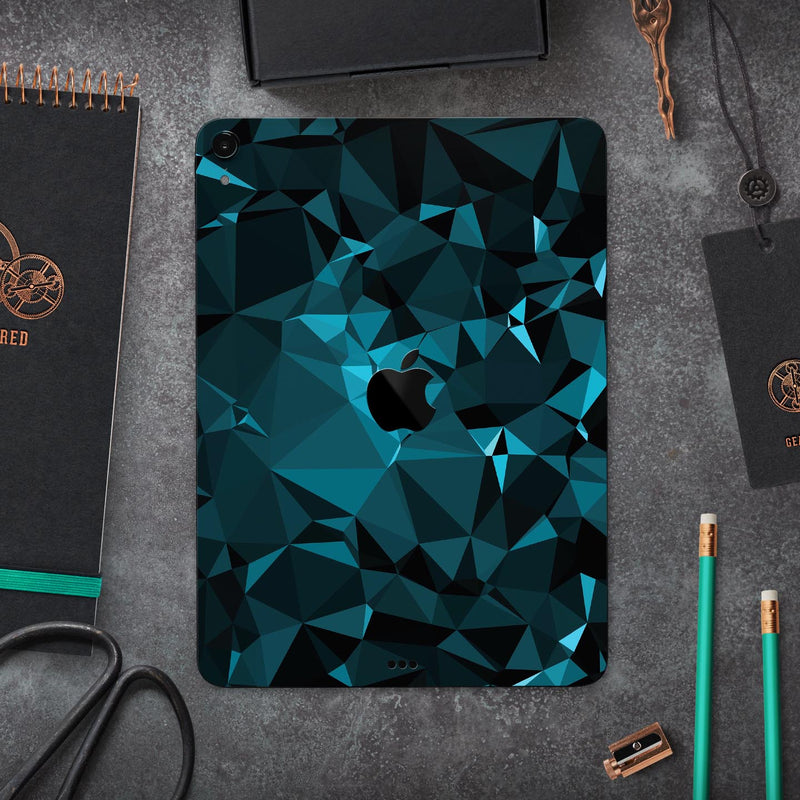 Turquoise and Black Geometric Triangles - Full Body Skin Decal for the Apple iPad Pro 12.9", 11", 10.5", 9.7", Air or Mini (All Models Available)