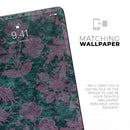 Turquoise and Burgundy Floral Velvet v2 - Full Body Skin Decal for the Apple iPad Pro 12.9", 11", 10.5", 9.7", Air or Mini (All Models Available)