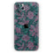 Turquoise and Burgundy Floral Velvet v2 - Skin-Kit compatible with the Apple iPhone 12, 12 Pro Max, 12 Mini, 11 Pro or 11 Pro Max (All iPhones Available)