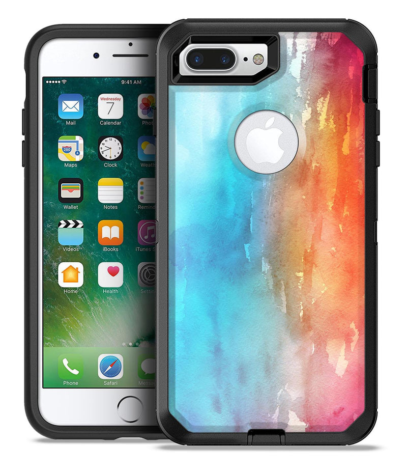 Turquoise to Pink Absorbed Watercolor Texture - iPhone 7 or 7 Plus Commuter Case Skin Kit