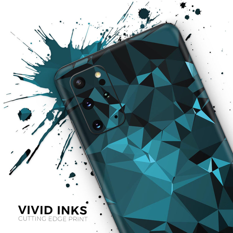 Turquoise and Black Geometric Triangles - Full Body Skin Decal Wrap Kit for Samsung Galaxy Phones