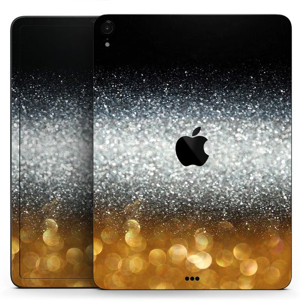 Unfocused Silver Sparkle with Gold Orbs - Full Body Skin Decal for the Apple iPad Pro 12.9", 11", 10.5", 9.7", Air or Mini (All Models Available)