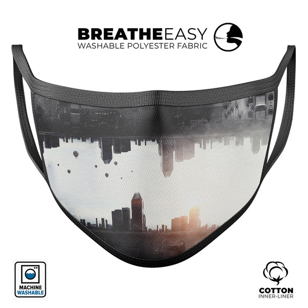 Upside Down Electric City - Made in USA Mouth Cover Unisex Anti-Dust Cotton Blend Reusable & Washable Face Mask with Adjustable Sizing for Adult or Child