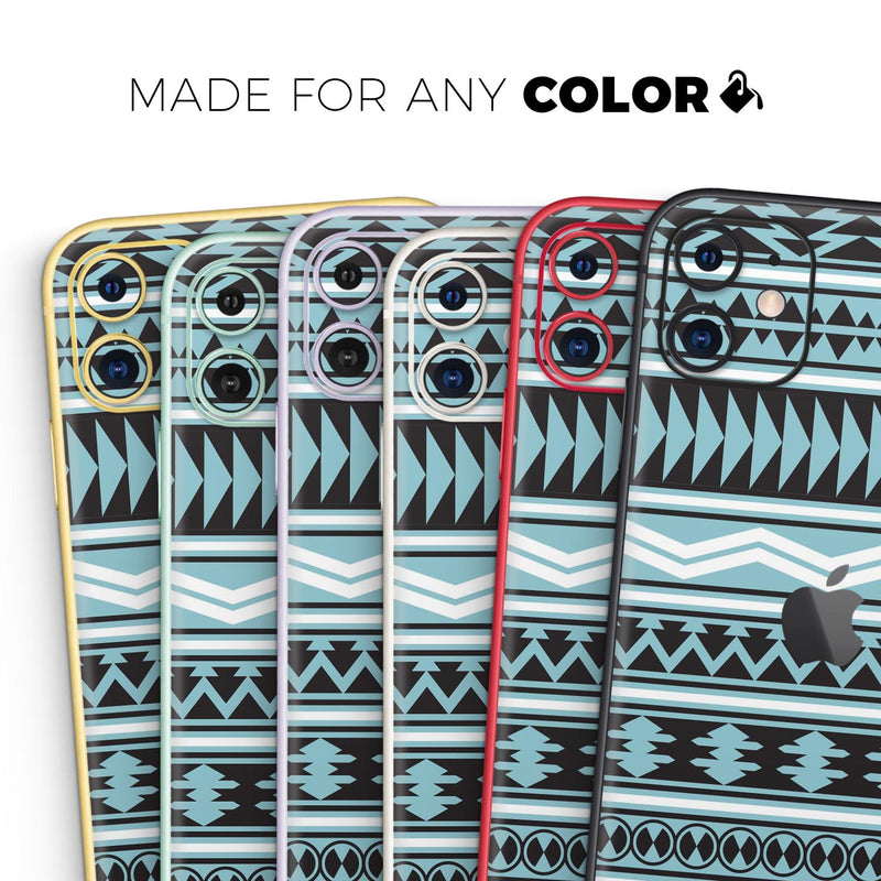 Vector Blue & Black Aztec Pattern V2 - Skin-Kit compatible with the Apple iPhone 12, 12 Pro Max, 12 Mini, 11 Pro or 11 Pro Max (All iPhones Available)