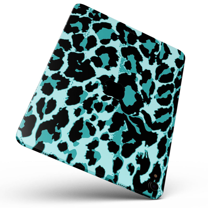 Vector Hot Turquoise Cheetah Print - Full Body Skin Decal for the Apple iPad Pro 12.9", 11", 10.5", 9.7", Air or Mini (All Models Available)
