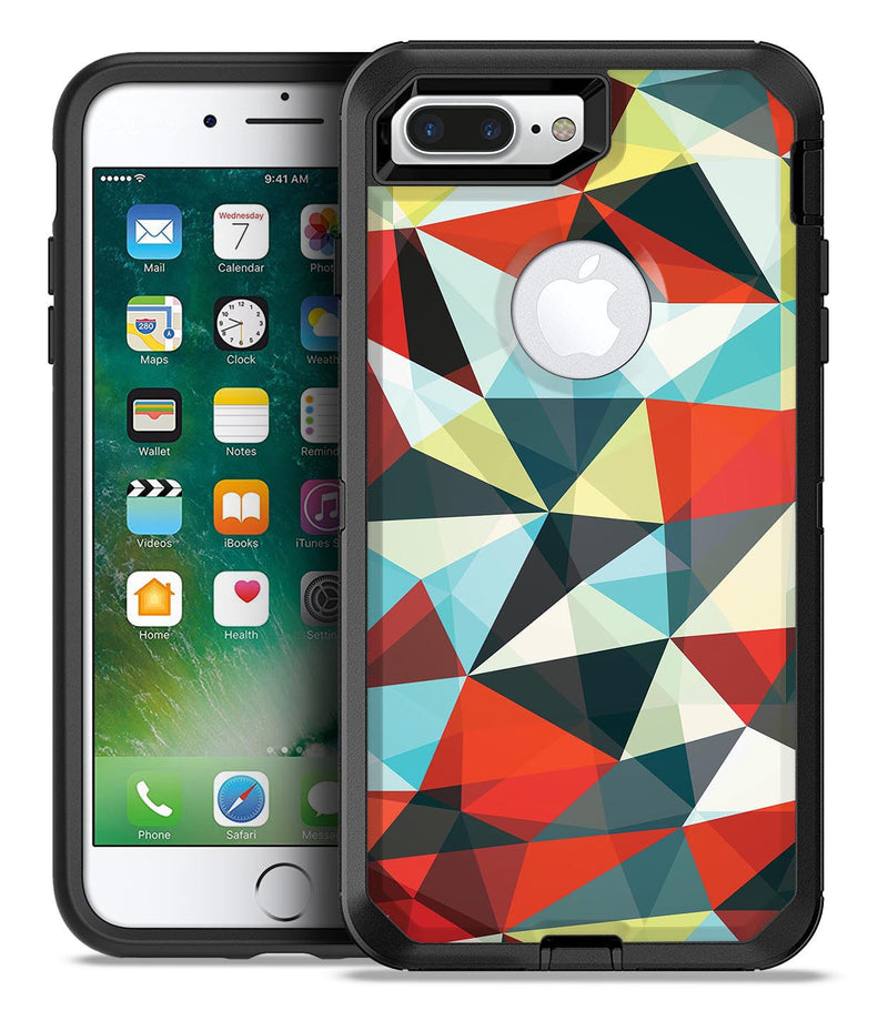 Vector Red and Blue 3D Triangular Surface - iPhone 7 or 7 Plus Commuter Case Skin Kit