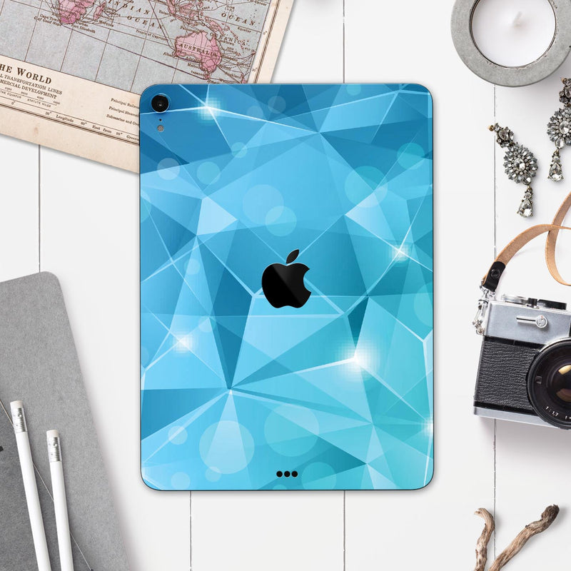 Vector Shiny Blue Crystal Pattern - Full Body Skin Decal for the Apple iPad Pro 12.9", 11", 10.5", 9.7", Air or Mini (All Models Available)