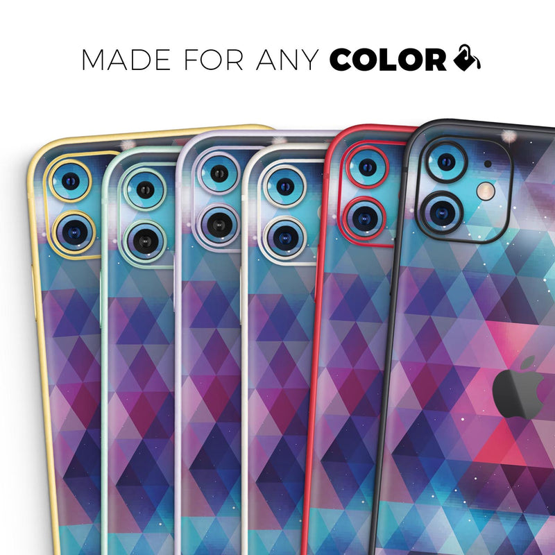 Vector Triangle Pink and Blue Galaxy - Skin-Kit compatible with the Apple iPhone 12, 12 Pro Max, 12 Mini, 11 Pro or 11 Pro Max (All iPhones Available)