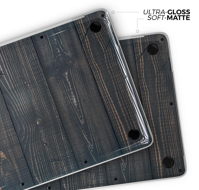 Vertical Blackwashed Woodgrain - Skin Decal Wrap Kit Compatible with the Apple MacBook Pro, Pro with Touch Bar or Air (11", 12", 13", 15" & 16" - All Versions Available)