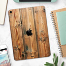 Vertical Raw Aged Wood Planks - Full Body Skin Decal for the Apple iPad Pro 12.9", 11", 10.5", 9.7", Air or Mini (All Models Available)
