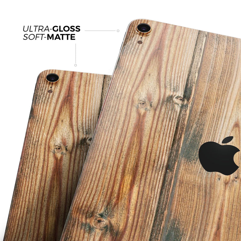 Vertical Raw Aged Wood Planks - Full Body Skin Decal for the Apple iPad Pro 12.9", 11", 10.5", 9.7", Air or Mini (All Models Available)
