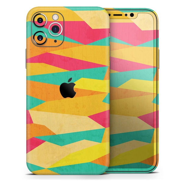 Vibrant Bright Colored Connect Pattern - Skin-Kit compatible with the Apple iPhone 12, 12 Pro Max, 12 Mini, 11 Pro or 11 Pro Max (All iPhones Available)