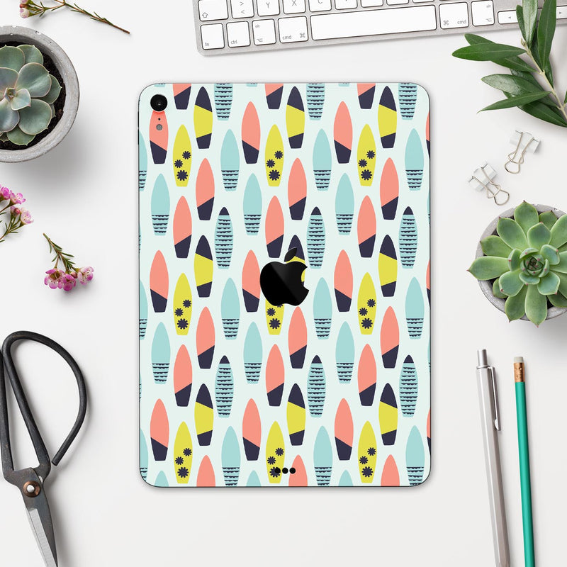Vibrant Colored Surfboard Pattern - Full Body Skin Decal for the Apple iPad Pro 12.9", 11", 10.5", 9.7", Air or Mini (All Models Available)