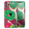Vibrant Green & Coral Floral Sketched - Skin-Kit compatible with the Apple iPhone 12, 12 Pro Max, 12 Mini, 11 Pro or 11 Pro Max (All iPhones Available)