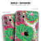 Vibrant Green & Coral Floral Sketched - Skin-Kit compatible with the Apple iPhone 12, 12 Pro Max, 12 Mini, 11 Pro or 11 Pro Max (All iPhones Available)